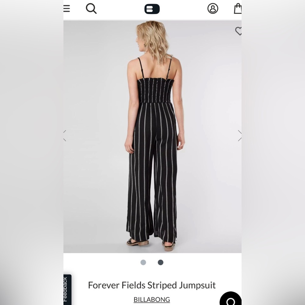 Billabong Forever Fields Black & WhiteJumpsuit Size Large - Like New Condition
